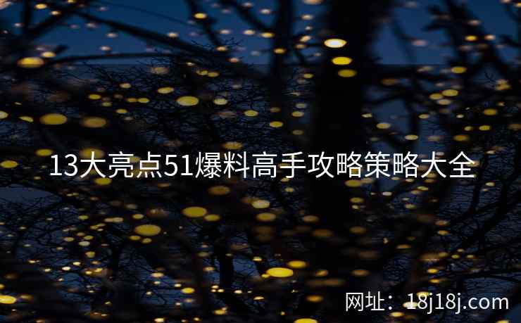 13大亮点51爆料高手攻略策略大全 13大亮点51爆料高手攻略策略大全